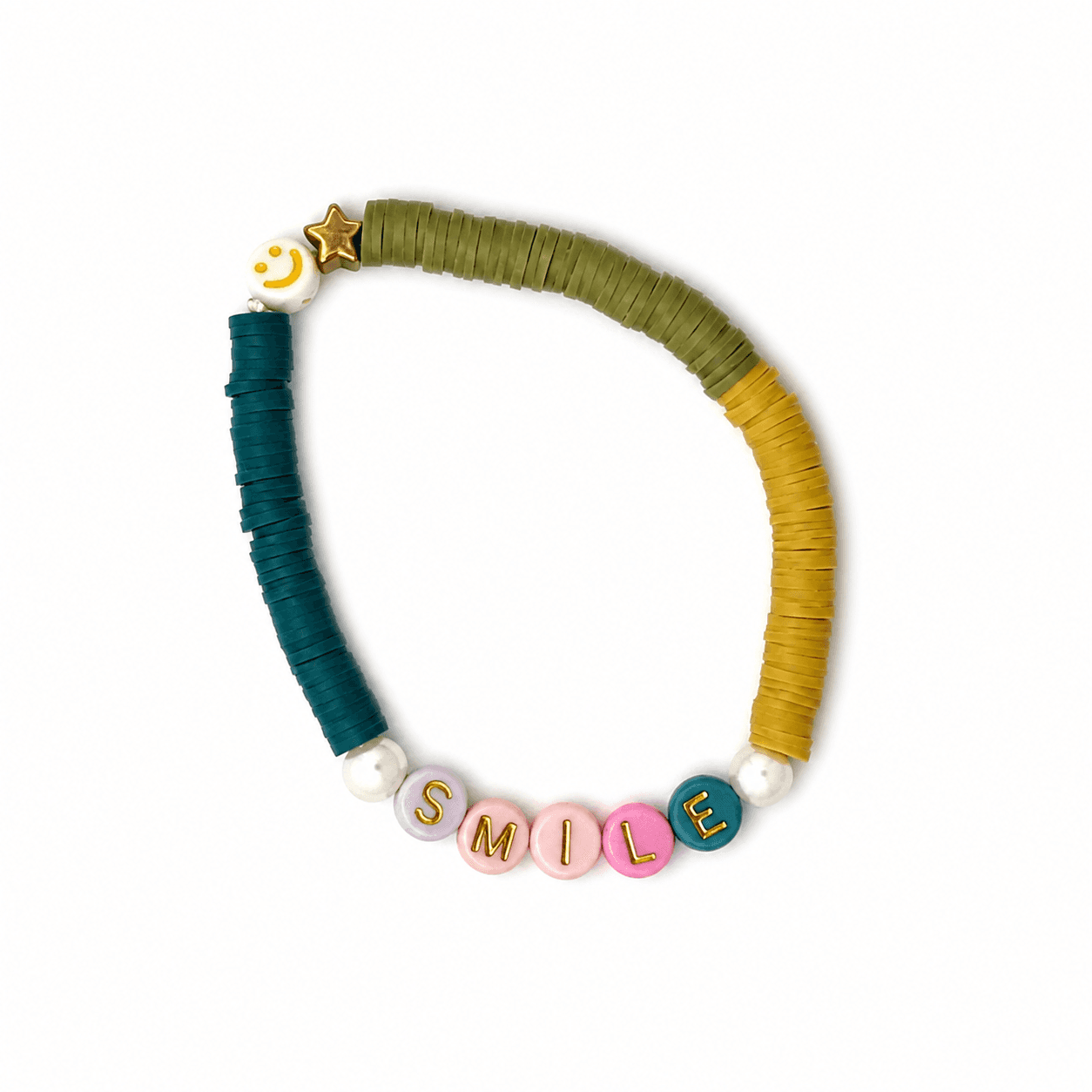 Smile Teal Olive & Yellow Bracelet